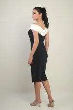 Robe midi bustier en mousseline de soie pour femme, ornée d'un décolleté et doublée de lycra froncé.