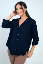 Kadın Kol Katlamalı Lyocell Gömlek