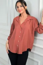 Kadın Kol Katlamalı Lyocell Gömlek