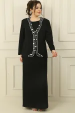 Robe longue sans manches doublée avec veste à sequins métallisés, ensemble 2 pièces en crêpe grande taille