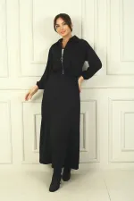 Women's Front Zippered Jacket and Elastic Waist Long Skirt Osyho 2-Piece Set