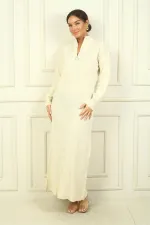 Robe en maille à col rond et manches longues zippée