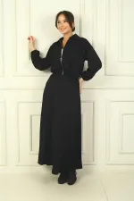 Women's Front Zippered Jacket and Elastic Waist Long Skirt Osyho 2-Piece Set