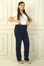 Pantalon grande taille en crêpe importé avec côtés élastiqués