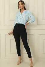 Pantalon en lycra taille haute et coupe slim