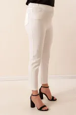 Pantalon grande taille avec taille élastique et tissu extensible