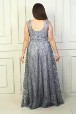 Robe de soirée longue grande taille pour femme, à bretelles larges, doublée et ornée de tulle.