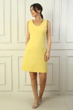 V Yaka Klasik Kısap Elbise