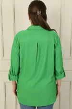 Kol Katlamalı Gofre Büyük Beden Gömlek