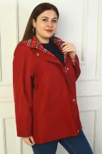 Kadın Önü Çıtçıtlı Fermuarlı Kapşonlu Sahte Cep B.B.Trençkot Kaban