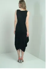 Women's Zip-Up Sleeveless Harem Dress with Pockets