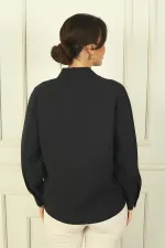 Chemise à manches longues boutonnée pour femme avec manches froncées