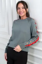 Women's Striped Sleeve Knit Blouse