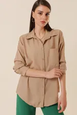 Single Pocket Oversized Seersucker Linen Shirt