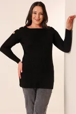 Pull tunique sport grande taille à épaules dénudées