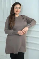 Tunique grande taille pour femme, ornée d'une tresse sur le devant, en fil froid.