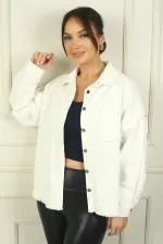 Women's Shirt with Ethnic Stripe Back, Tassels, Metal Button Front, and Single Pocket