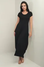 Women's Round Neck, Pocketed, Lycra Harem Dress