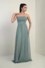 Robe longue en tulle pour femme avec col rembourré et doublure