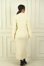 Kadın Saç Örgülü Rahat Kalıp Akrilik Uzun Elbise