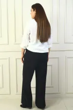 Pantalon large en tricot à taille élastique pour femme, grande taille