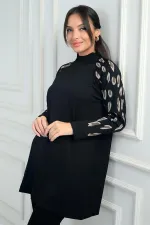 Women's Sleeve Patterned Turtleneck Tunic