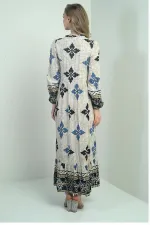 Robe longue hijab pour femme avec motif ethnique et décolleté