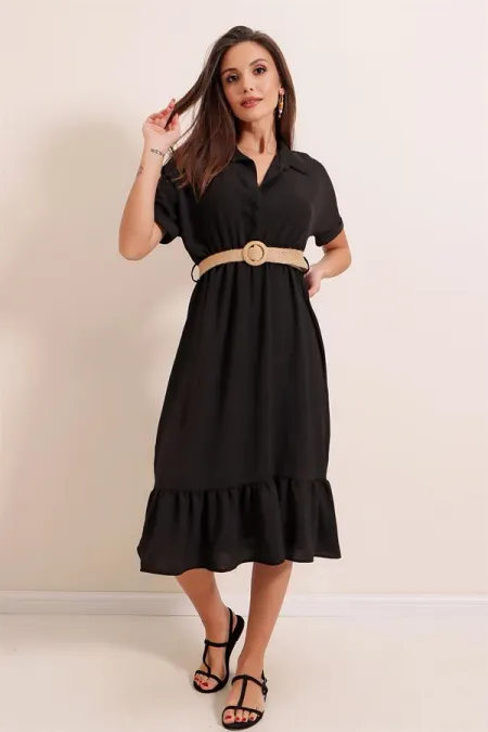 Shirt Collar Belted Ayrobin Dress