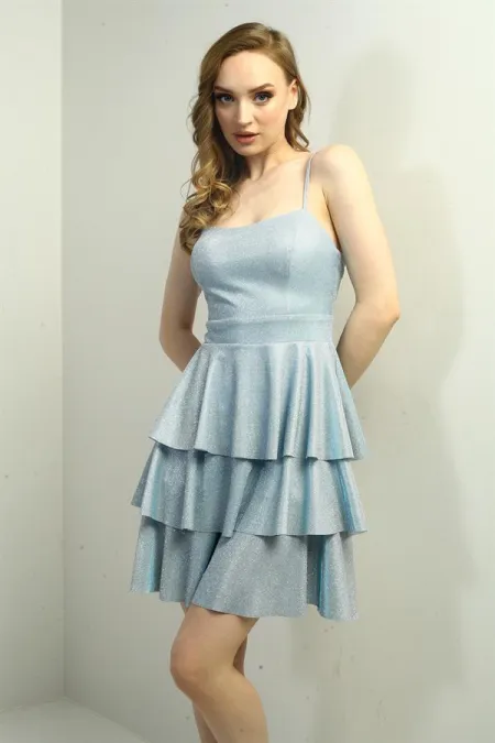 Women's Strappy Glitter Layered Short Dress