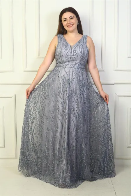 Robe de soirée longue grande taille pour femme, à bretelles larges, doublée et ornée de tulle.