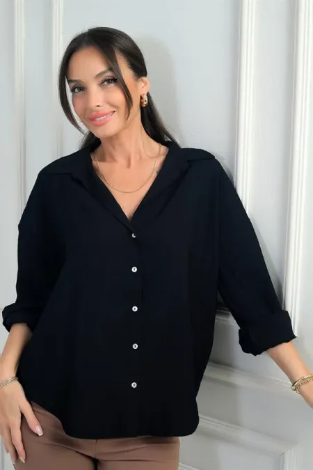 Chemise en lyocell à manches retroussables pour femme