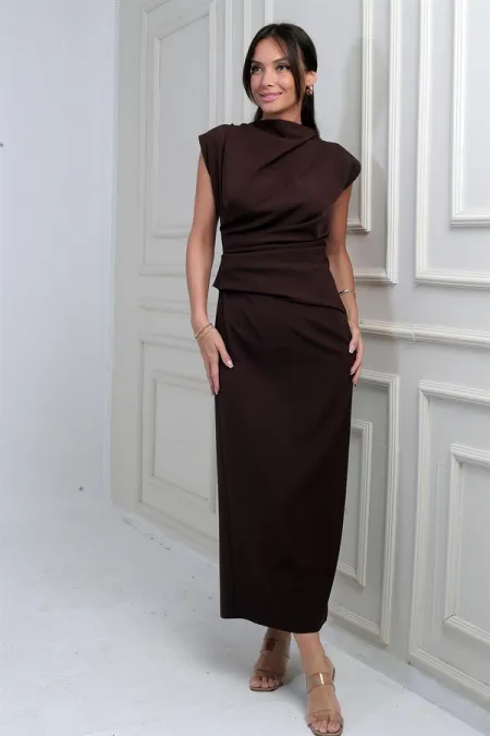 Robe midi drapée sur le devant pour femme