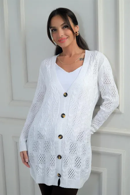 Gilet mercerisé décontracté à col en V et boutons pour femme