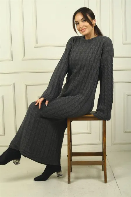 Women's Braided Relaxed Fit Acrylic Long Dress