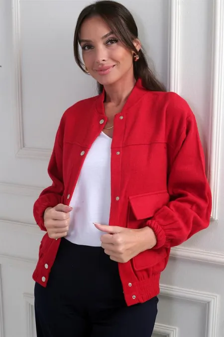 Veste bomber en cachemire à poches et taille élastique