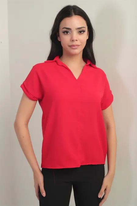 Polo Neck Double Sleeve Ayrobin Blouse