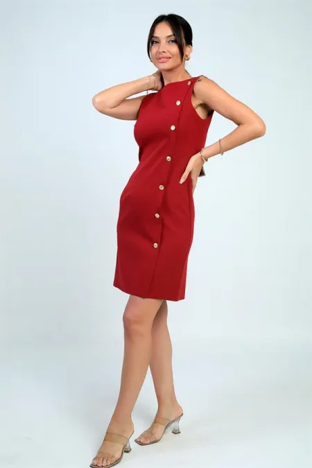 Women's Self-Interfacing Side-Button Short Dress