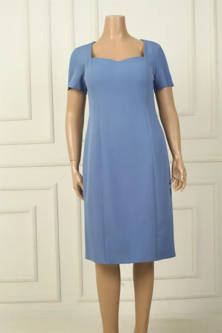 Robe en crêpe doublée à manches courtes pour femme, grande taille