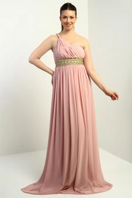 Robe longue asymétrique en mousseline pour femme, avec doublure tissée sur le devant