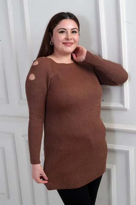 Pull tunique de sport grande taille à épaules dénudées