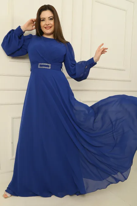Wrap-Neck, Belted Waist, Lined, Plus Size Long Hijab Dress