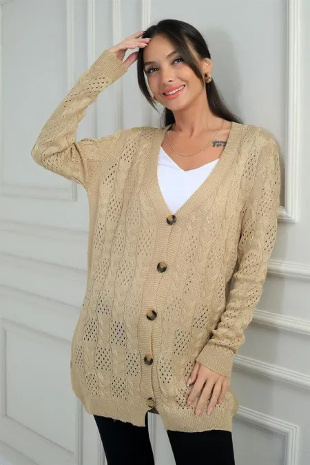 Gilet mercerisé décontracté à col en V et boutons pour femme