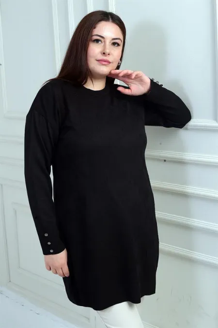 Tunique/blouse grande taille pour femme, à motif rose et détails de boutons sur les manches