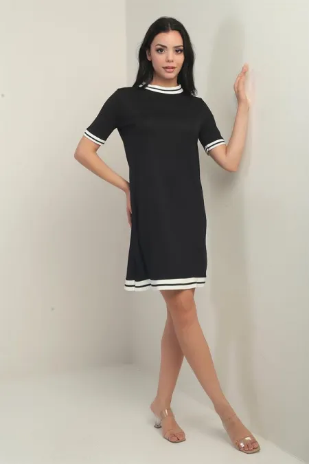 Women's Ribbed Short Sleeve Combed Cotton Dress