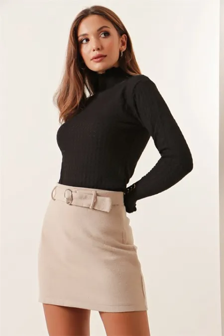 Saç Örgü Model Kolları Düğmeli Kazak