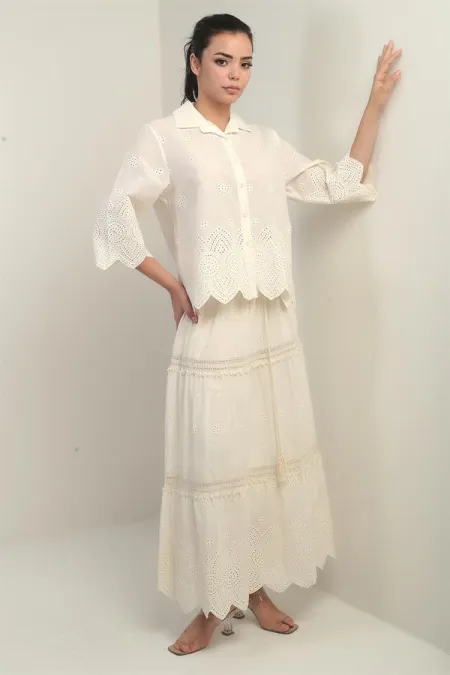 Kadın Gömlek-Etek Astarlı 2'li FistoTakım