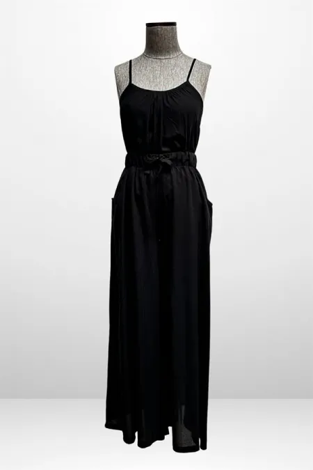 Kadın İp Askılı Bluz Beli Lastikli Cepli Palazzo Pantolon 2'li Takım