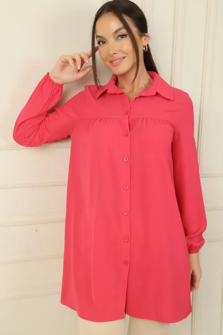 Önü Roba Büzgülü Gömlek