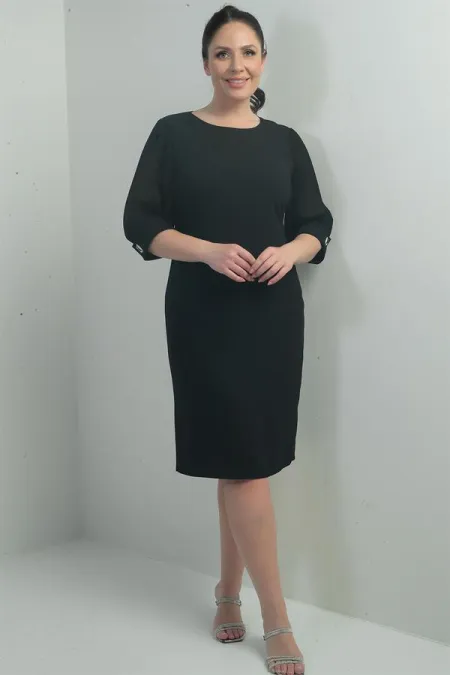 Robe grande taille pour femme avec manches plissées en mousseline et doublure