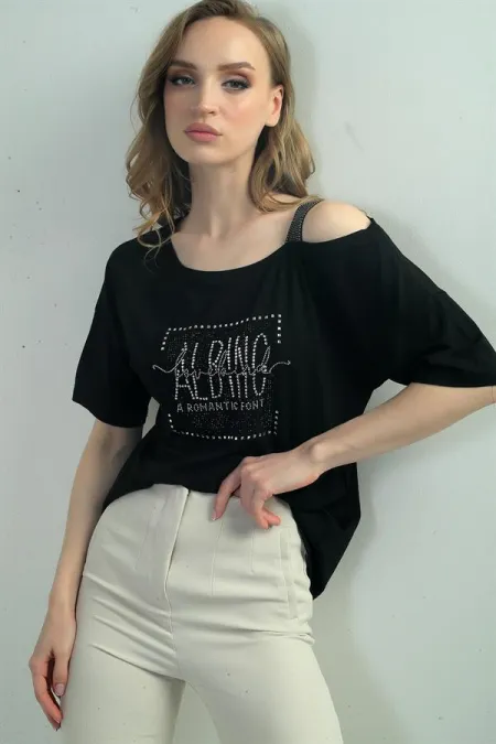 Women's Stone Print One-Shoulder Blouse